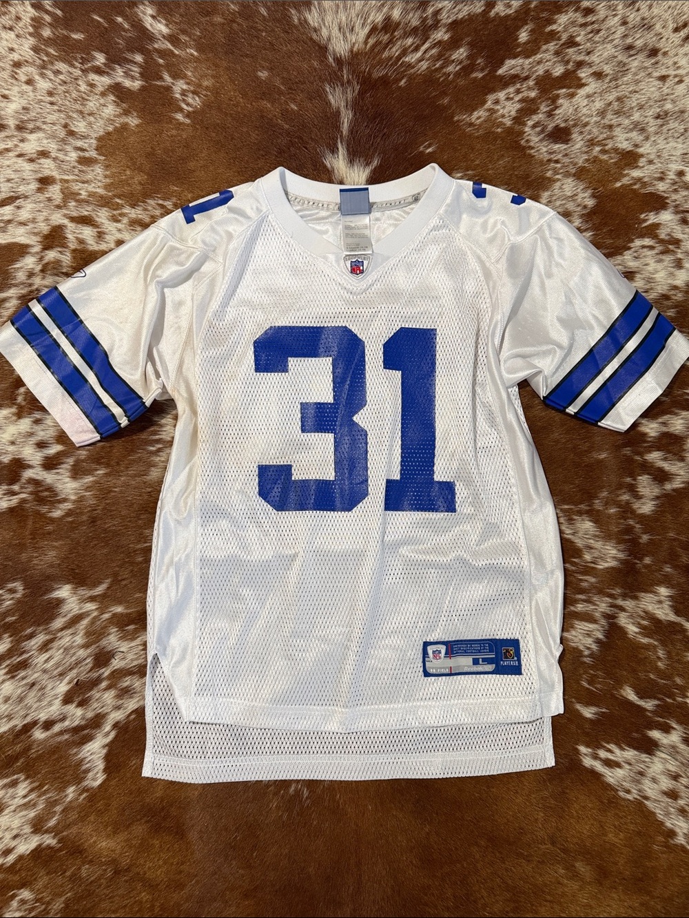 NFL Kids White and Blue #31 Mesh Football Jersey